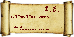Püspöki Barna névjegykártya