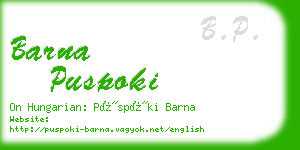 barna puspoki business card